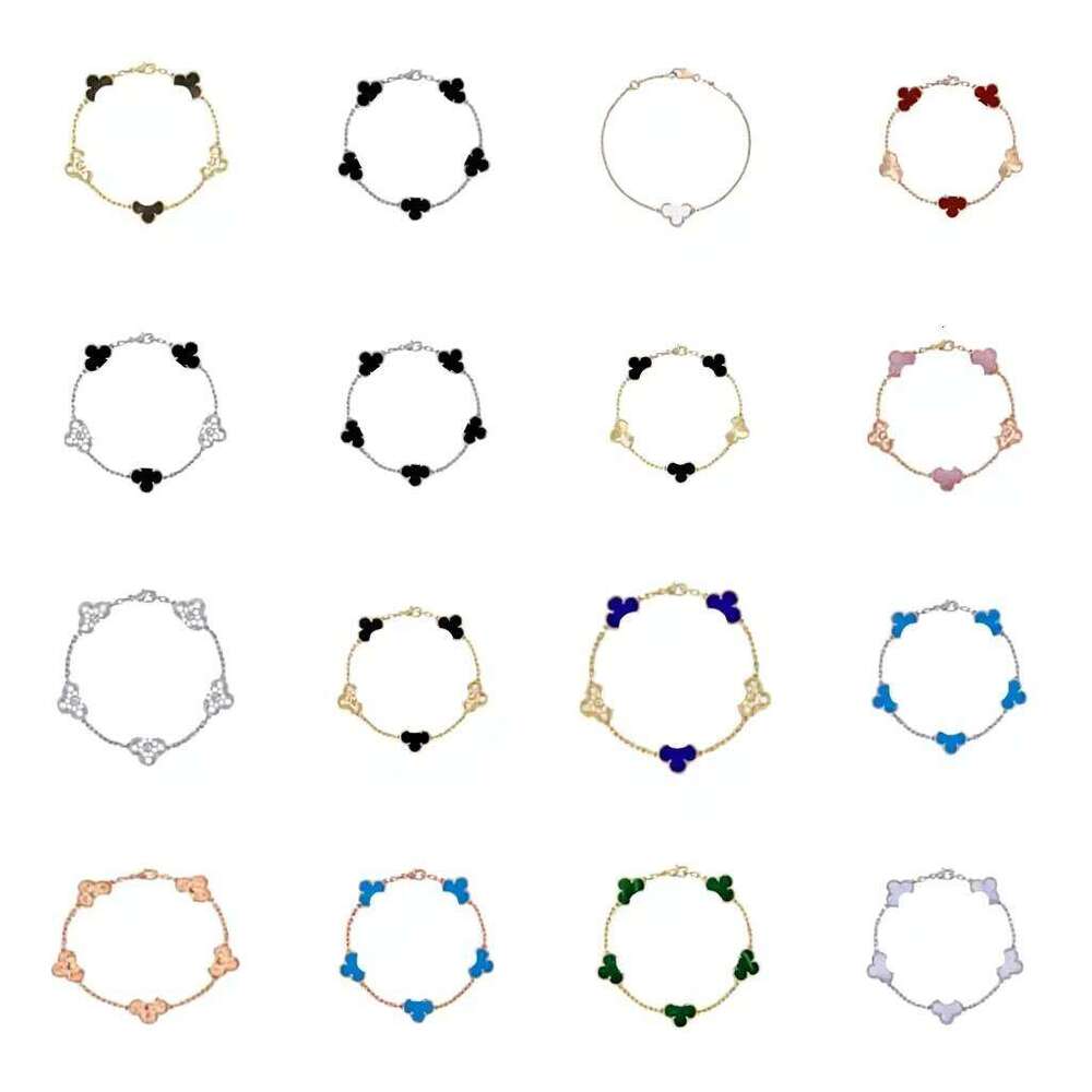 Brand designer clover bracelet, suitable for both men and women, 18K gold-plated, natural red agate, white, women's gift, factory price with original cloth bag included
