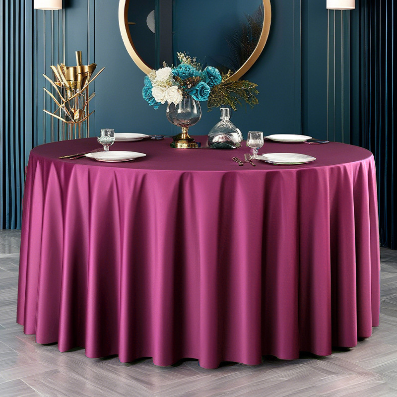 YL-38772 Customized minimalist style thickened satin star-rated hotel tablecloth, solid color, high-end round tablecloth.