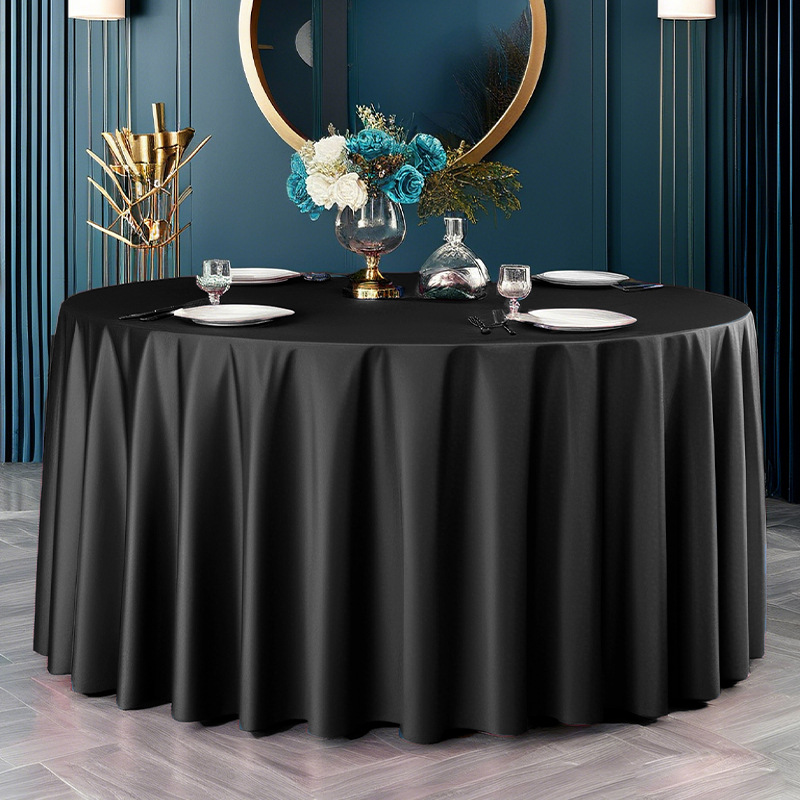 YL-38771 Customized minimalist style thickened satin star-rated hotel tablecloth, solid color, high-end round tablecloth.