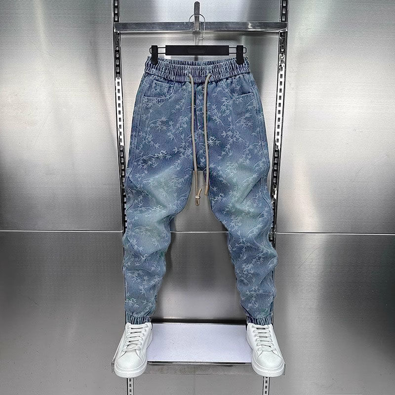 Summer Men's Jeans, Washed Jogger Pants, Trendy Casual Pants With Elastic Waist Pantalones De Hombress Menss Designers Jean Designer Jean Shorts  - view 6