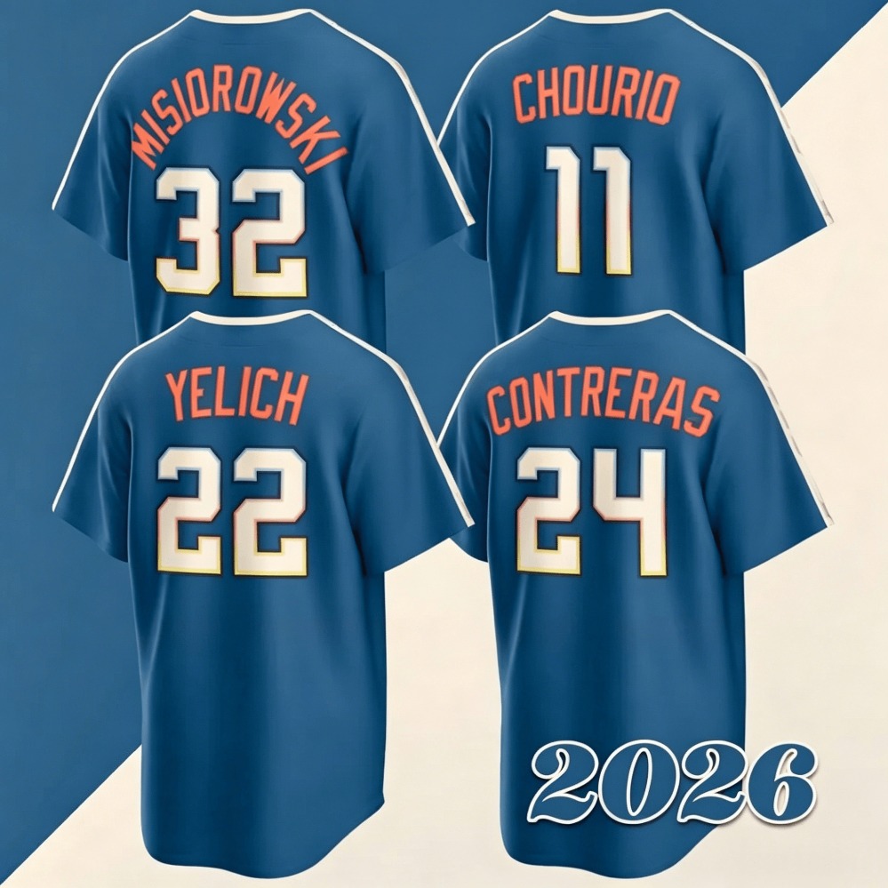 2026 Christian Yelich Jackson Chourio Baseball Jersey Jacob Misiorowski William Contreras Sal Frelick Brice Turang Joey Ortiz MilwaukeeJerseys