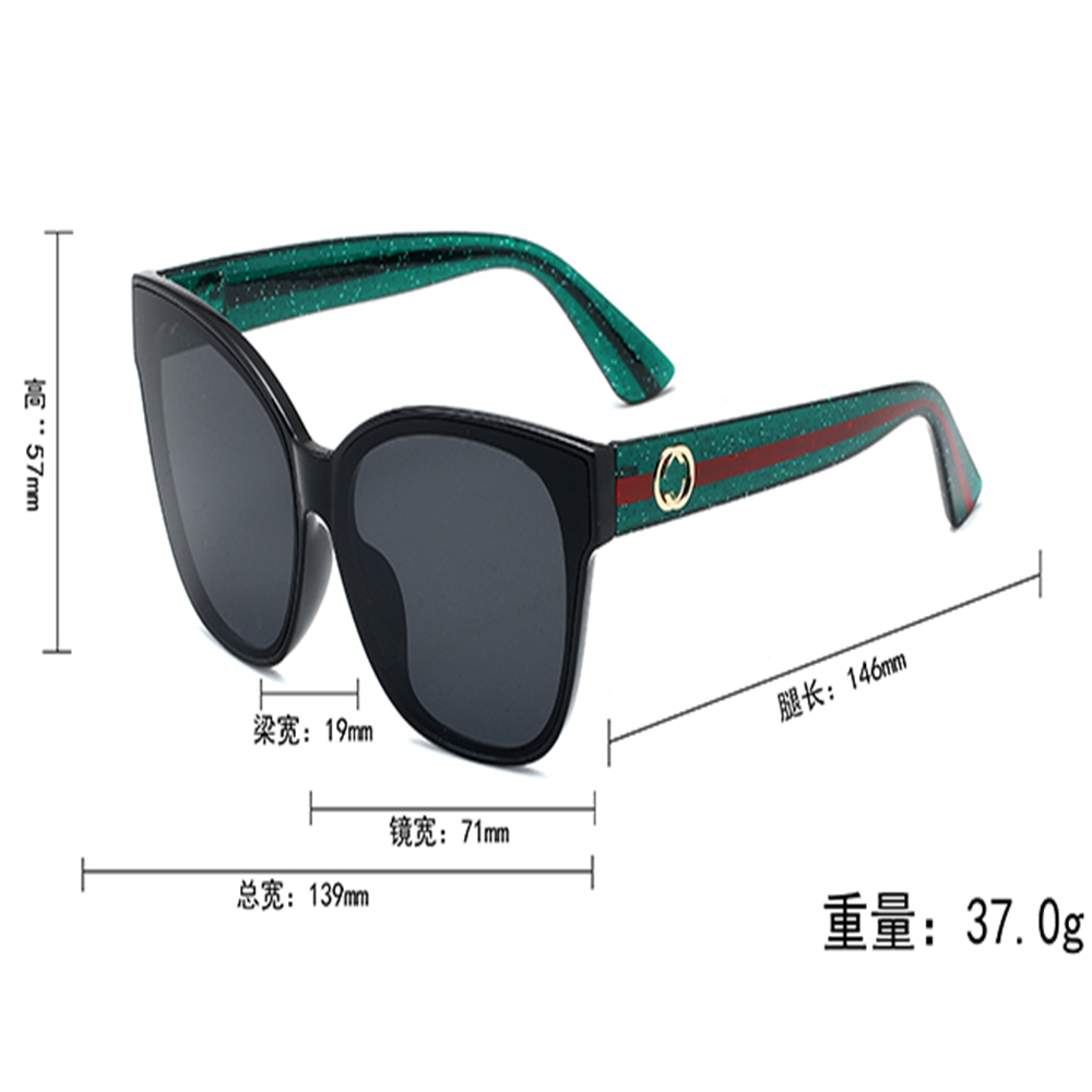 2026 New Fashion Women Cateye Sun Glasses Multicolor Frame Blue Green Stripe Leg UV 400 G Letter Sunglasses UV Protection Outdoor Driving Beach Eyewea