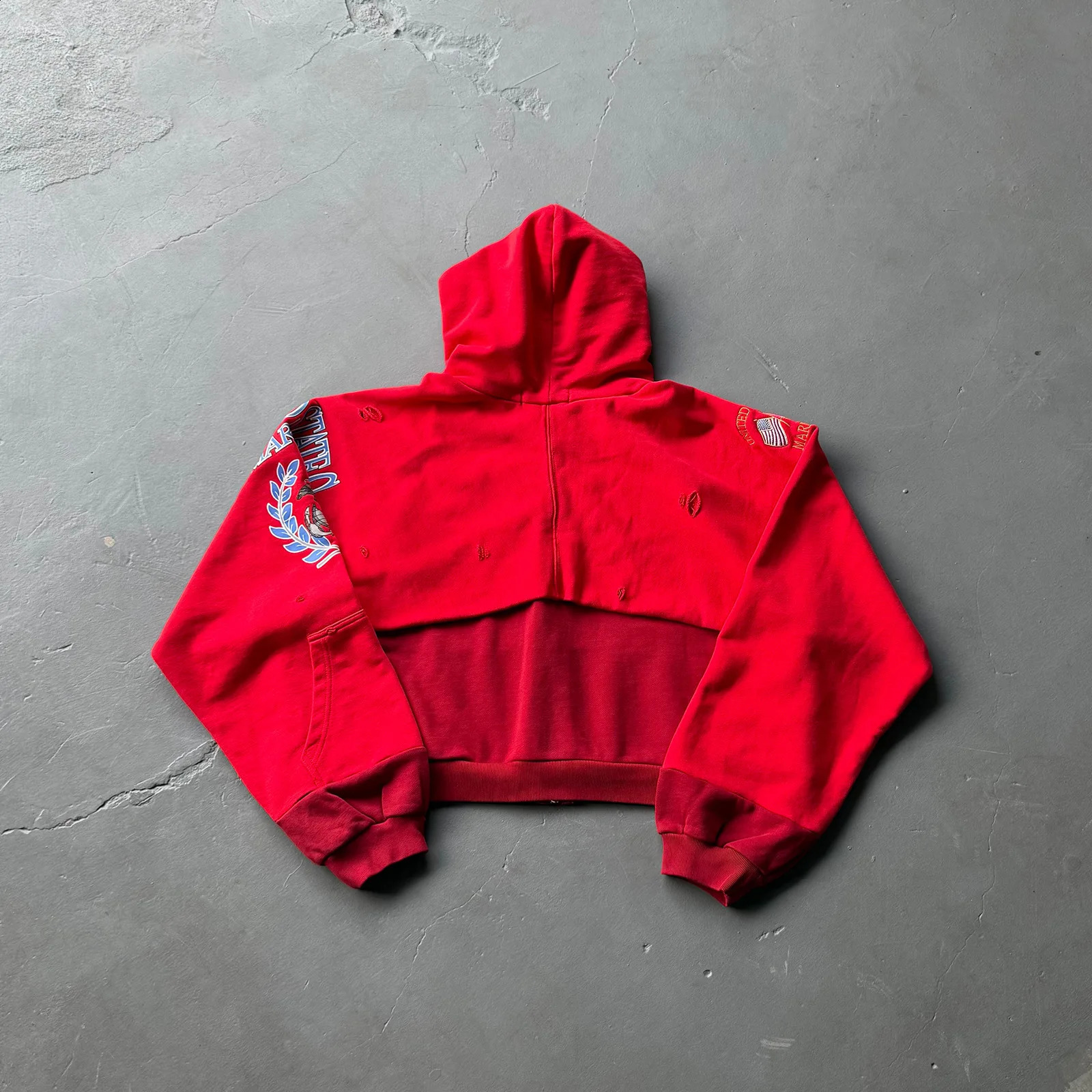 Grailz Project GR Premium Distressed Patchwork Zipper Hoodie Jacket with Embroidery 260608 - view 3