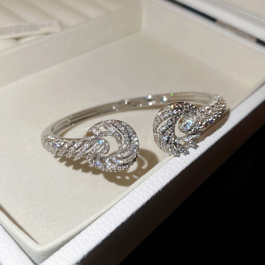 18K real gold plated zircon twisted texture open bracelet and ring set, elegant palace-style exquisite jewelry for women - view 8