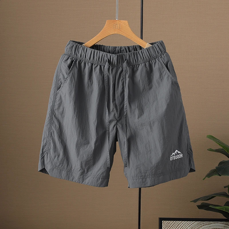 Clothing Summer Thin Mens Outdoor Quick Dry Hiking Shorts Elastic Waist Drawstring Cargo Casual Short Khaki Grey Blue 260609 - view 4