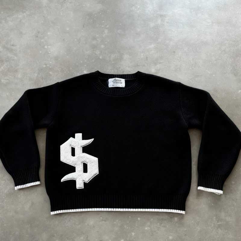 Sweater Men Gray Money Sign Y2k American Dollar Knit Pullover Vintage Classic Streetwear Warm Winter Crewneck Top Casual Fashion X260609 - view 3