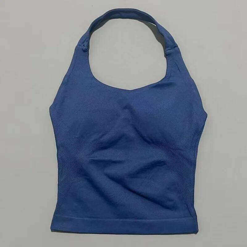 Tank Women Seamless Yoga Halter Bra Pilate Fitness Workout Running Gym Sports Breathable Top 26Y0609