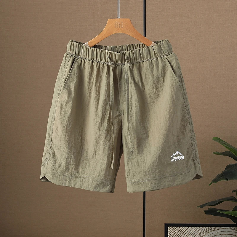 Clothing Summer Thin Mens Outdoor Quick Dry Hiking Shorts Elastic Waist Drawstring Cargo Casual Short Khaki Grey Blue 260609 - view 3