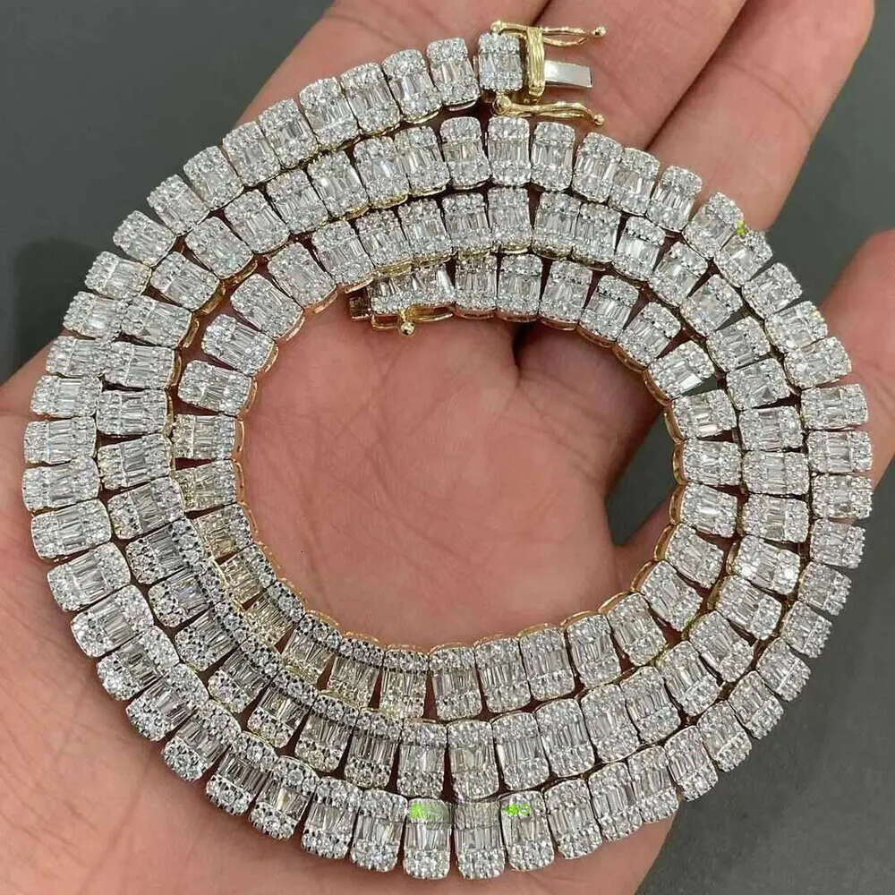 Hot Selg Elegant Baguette Necklace Iced Out Rose Gold Plated S Vvs Dia Sier Moissanite Tennis Chain - view 3