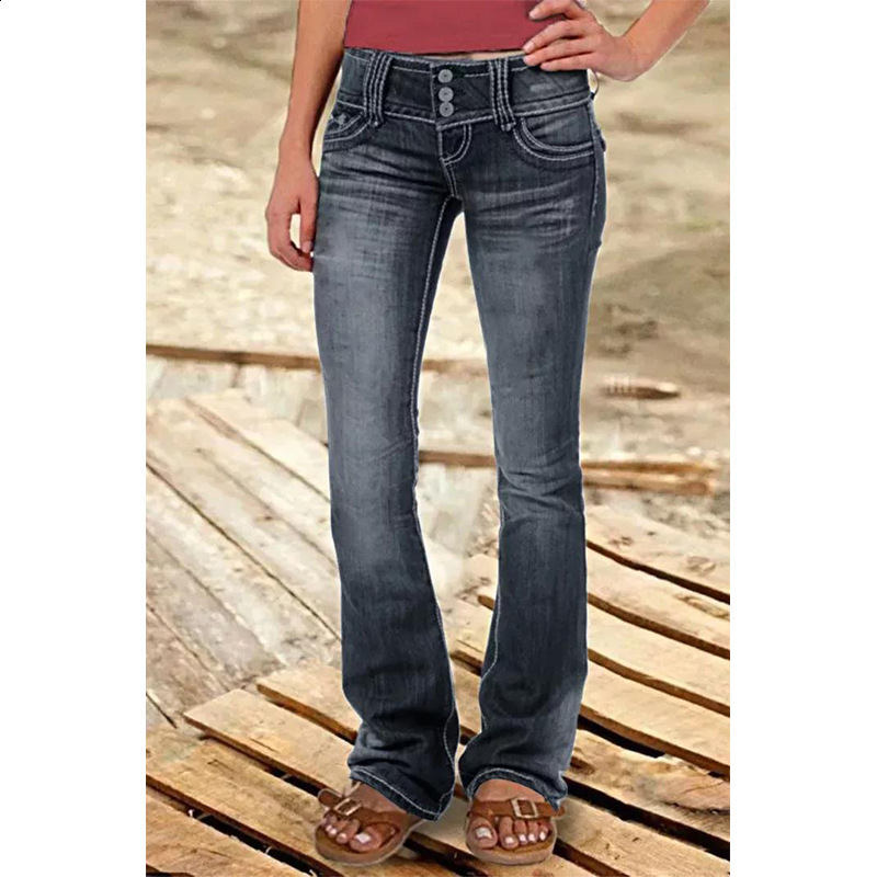 Women Vintage Washed Ripped Jeans Y2K American Retro Low Rise Slim Denim Pants Streetwear 2000s 90s Trousers Bell Bottom 251212