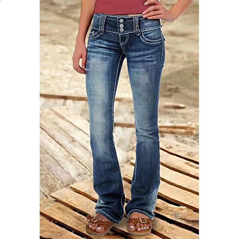 Women Vintage Washed Ripped Jeans Y2K American Retro Low Rise Slim Denim Pants Streetwear 2000s 90s Trousers Bell Bottom 251212