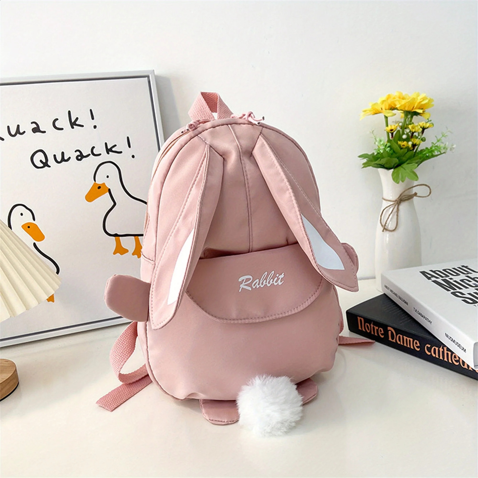 Girl Rabbit Ear Backpack Casual Schoolbag Waterproof Large Capacity School Smooth Zipper Solid Teens Travel and Gifts y260615 - view 3