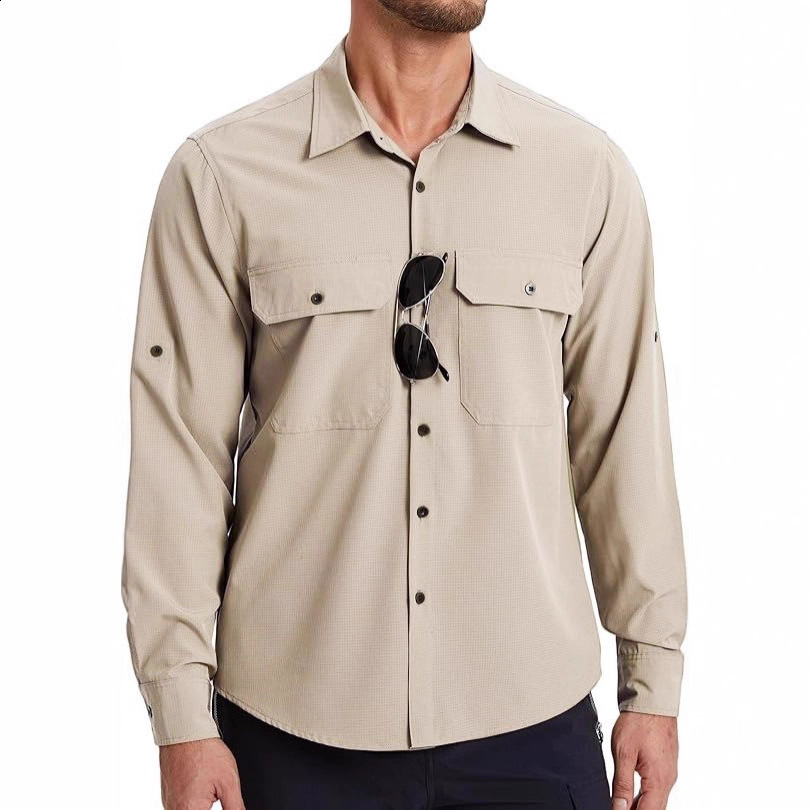 Mens longsleeve sun protection shirt UVresistant quickdrying cooling for outdoor travel field adventures hiking and fishing 250922