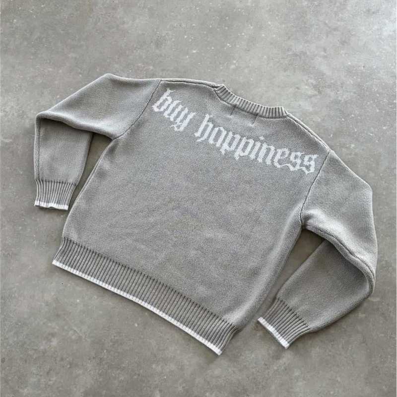 Sweater Men Gray Money Sign Y2k American Dollar Knit Pullover Vintage Classic Streetwear Warm Winter Crewneck Top Casual Fashion X260609 - view 4