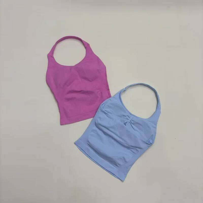 Tank Women Seamless Yoga Halter Bra Pilate Fitness Workout Running Gym Sports Breathable Top 26Y0609