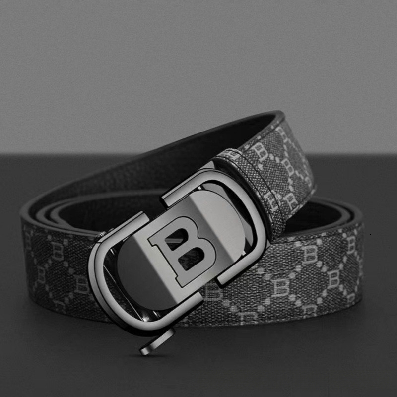 Designer Belt High end Grid Belt Automatic Buckle Fashion Youth Business Pure Leather Belt Wholesale