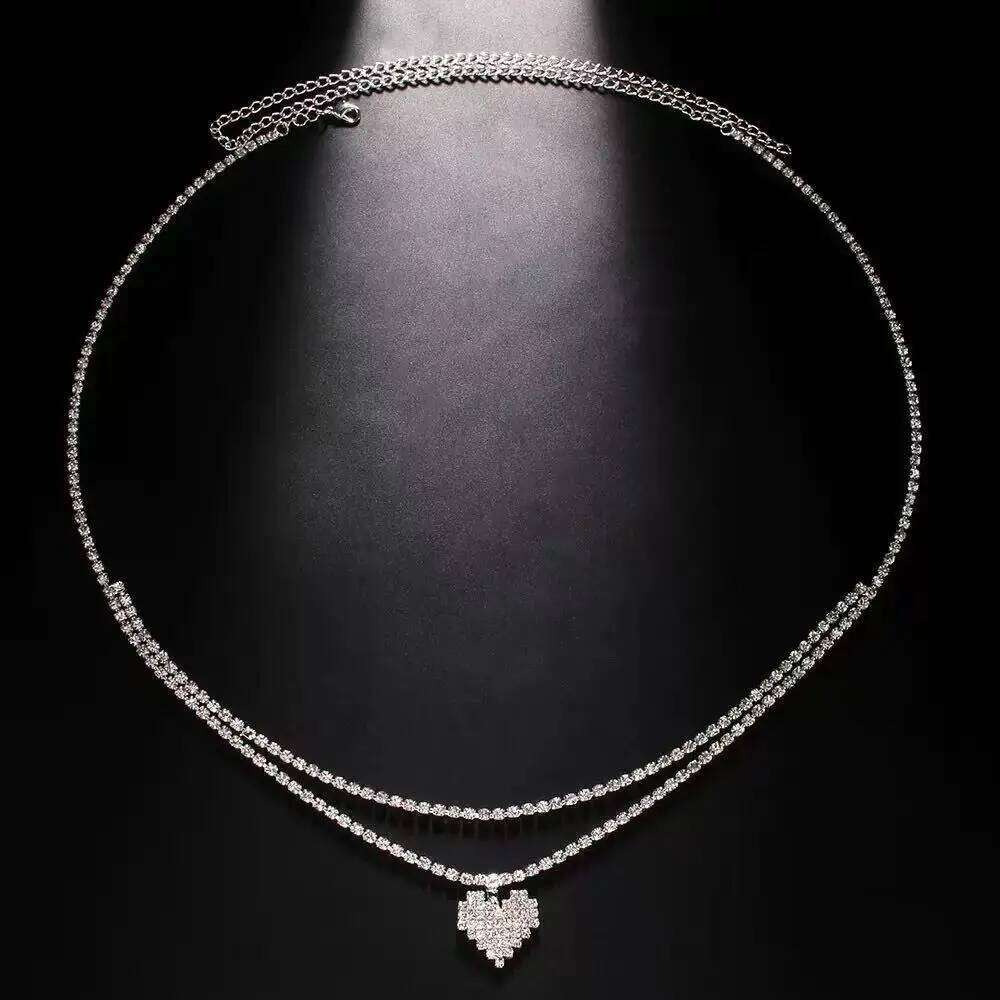 Luxury Rhinestone Double Water Drop Waist Chains Jewelry For Women Crystal Belly Chain Body Decoration Accessory - view 7