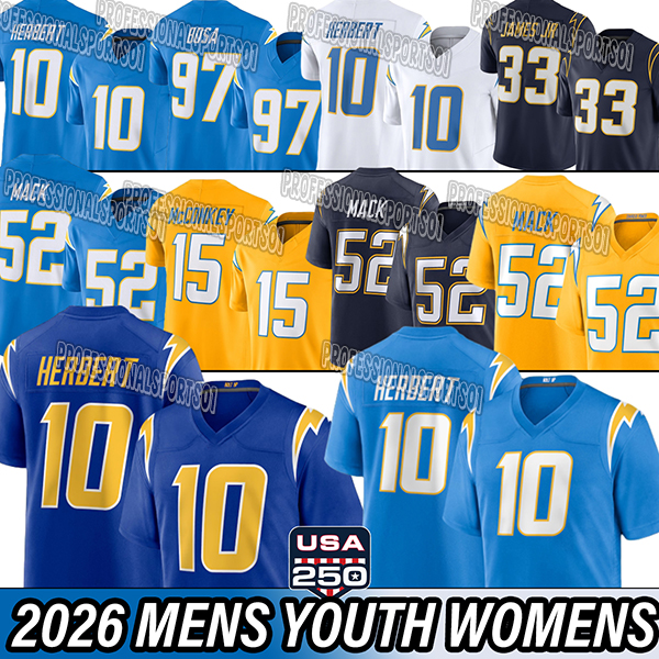Los Angelescity Charger jersey Justin Herbert Ladd McConkey Joe Alt Joey Bosa #3 James Jr. Khalil Mack Cameron Dicker Football Jerseys