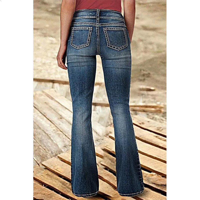 Women Vintage Washed Ripped Jeans Y2K American Retro Low Rise Slim Denim Pants Streetwear 2000s 90s Trousers Bell Bottom 251212