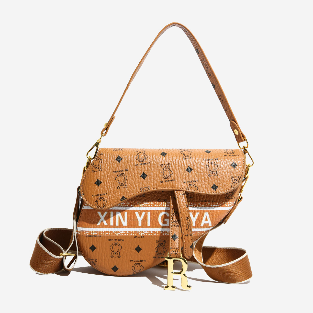 Light Luxury 2026 New Designer Saddle Bag Trendy Cross Body Versatile Fashion Printed Handheld Shoulder Bag for Women