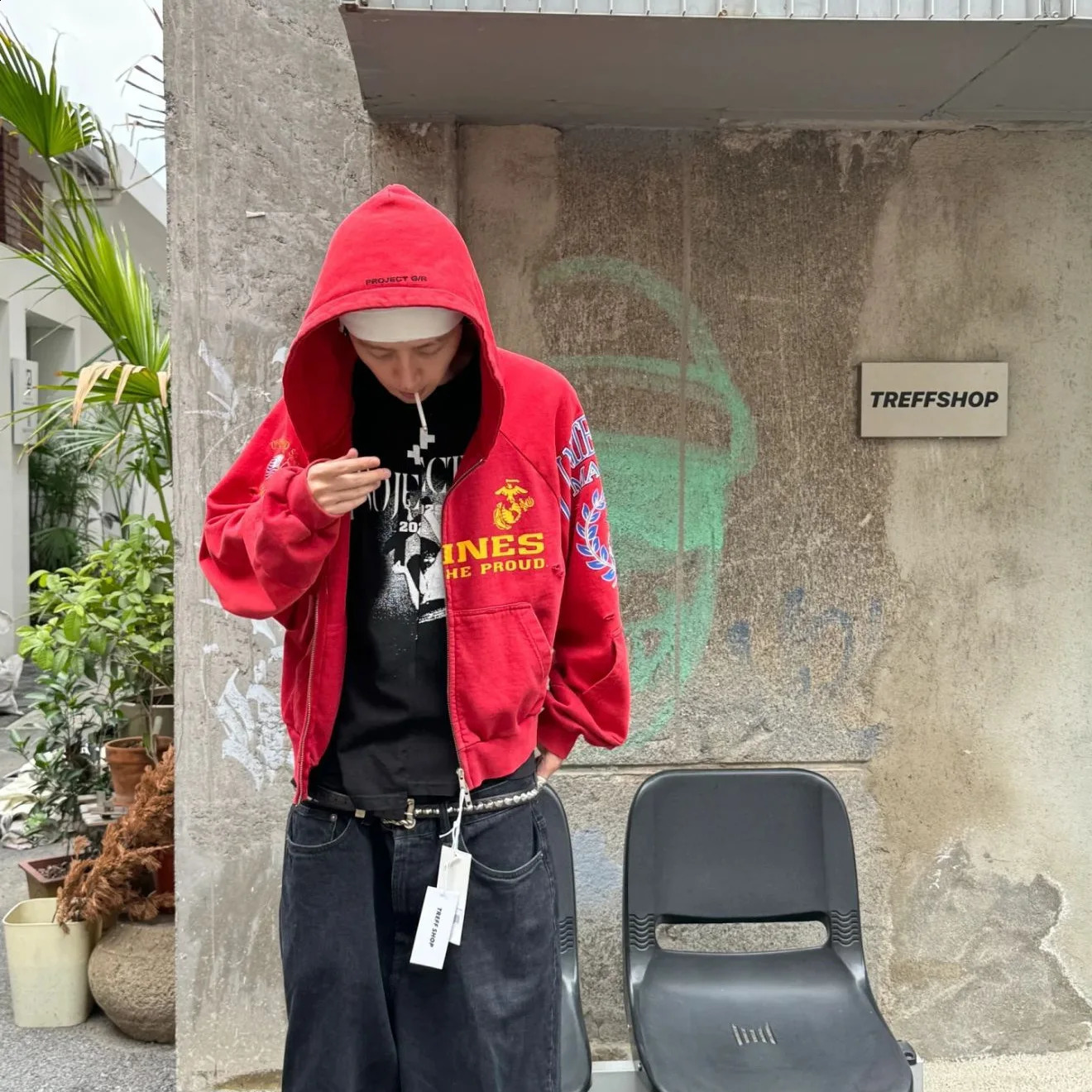 Grailz Project GR Premium Distressed Patchwork Zipper Hoodie Jacket with Embroidery 260608 - view 4