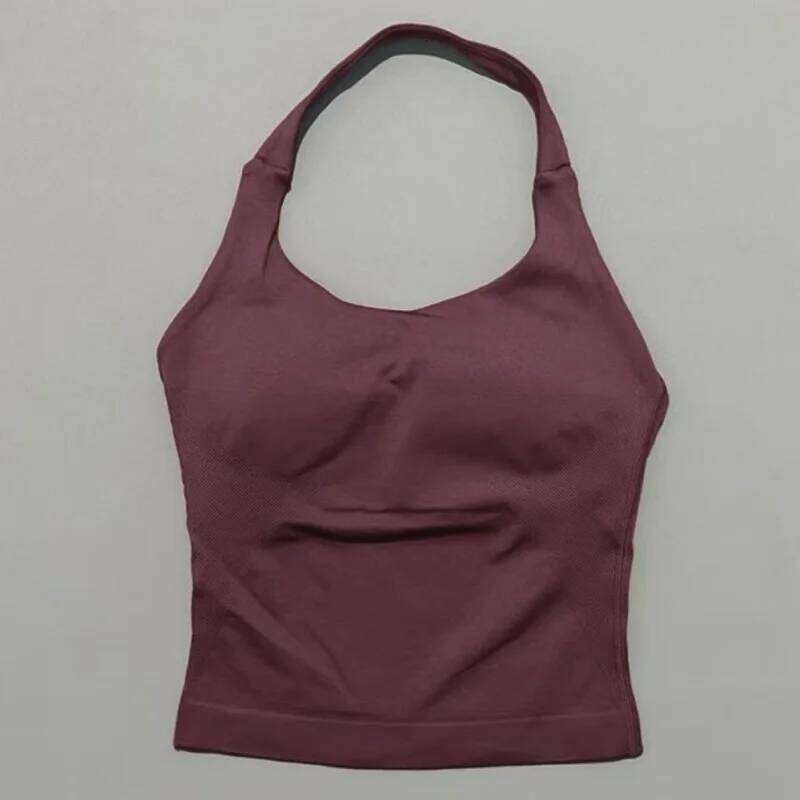 Tank Women Seamless Yoga Halter Bra Pilate Fitness Workout Running Gym Sports Breathable Top 26Y0609