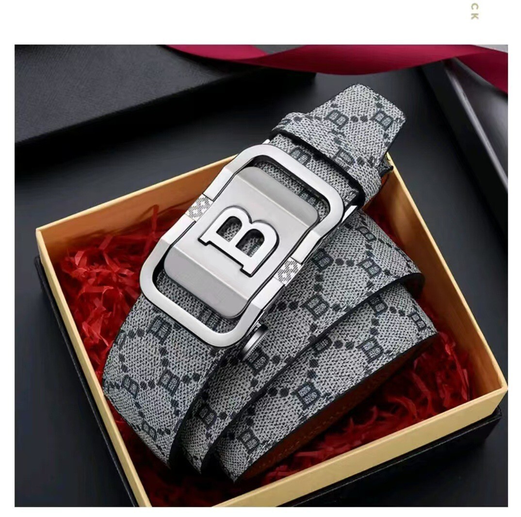 Designer Belt High end Grid Belt Automatic Buckle Fashion Youth Business Pure Leather Belt Wholesale - view 7