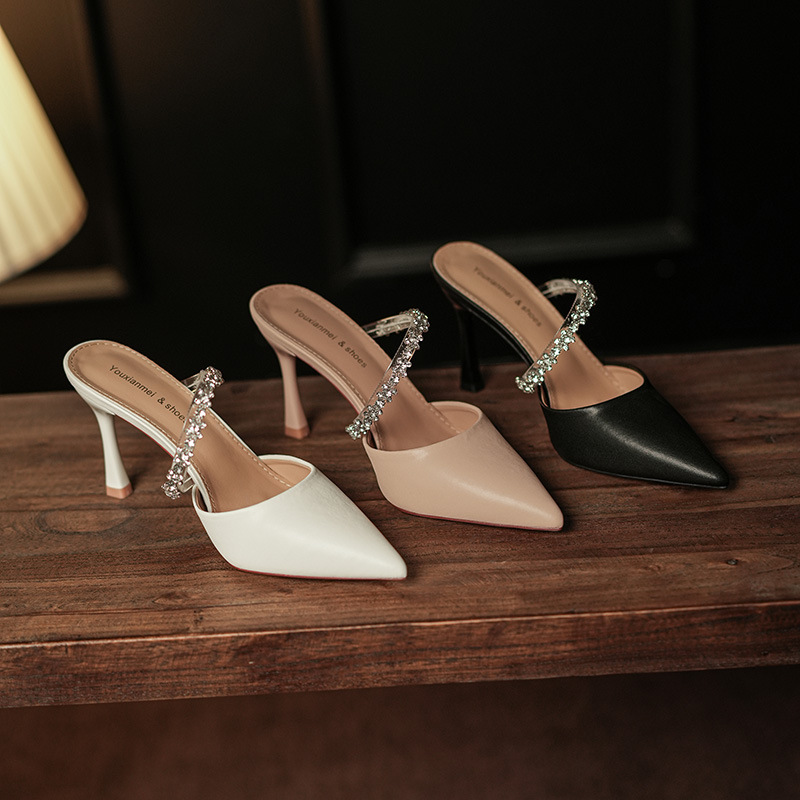 Women's Roman sandals sexy slim fit slim high-heeled nightclub high-heeled shallow mouth luxury designer pointed sandals