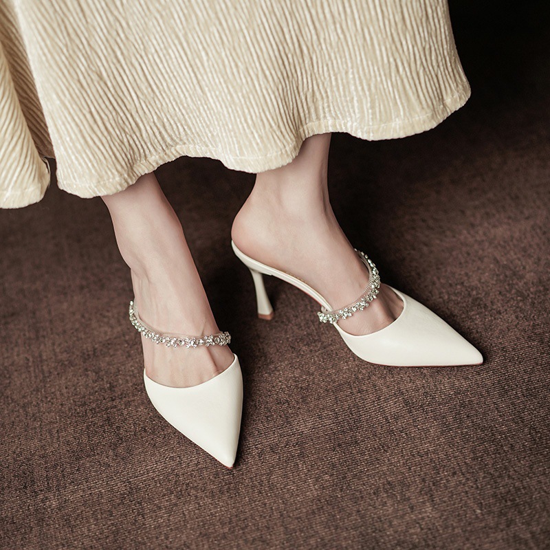 Women's Roman sandals sexy slim fit slim high-heeled nightclub high-heeled shallow mouth luxury designer pointed sandals