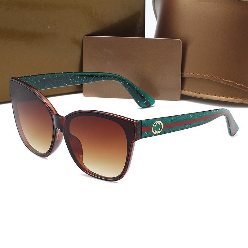 2026 New Fashion Women Cateye Sun Glasses Multicolor Frame Blue Green Stripe Leg UV 400 G Letter Sunglasses UV Protection Outdoor Driving Beach Eyewea