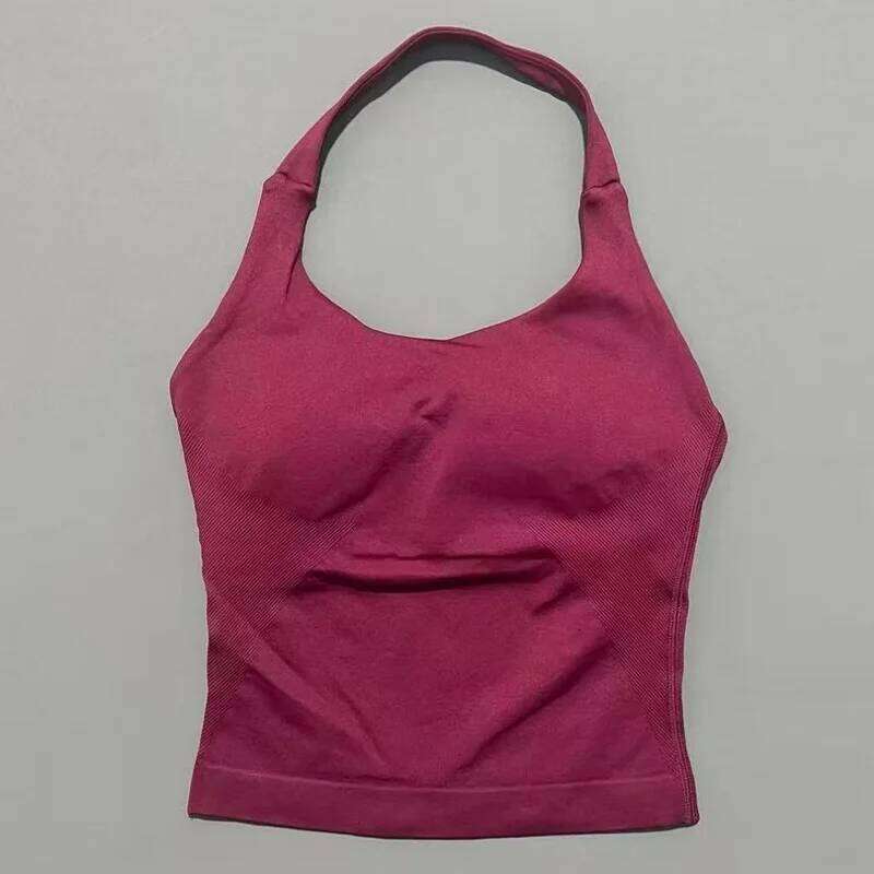 Tank Women Seamless Yoga Halter Bra Pilate Fitness Workout Running Gym Sports Breathable Top 26Y0609