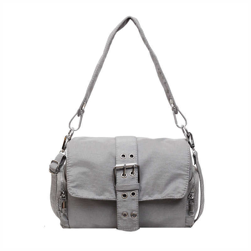 Qianjin Gansheng 2025 Autumn New Style Metal Clasp Shoulder Bag Cool Small Square Bag Canvas Underarm Bag Crossbody Qianjin Gansheng J260609