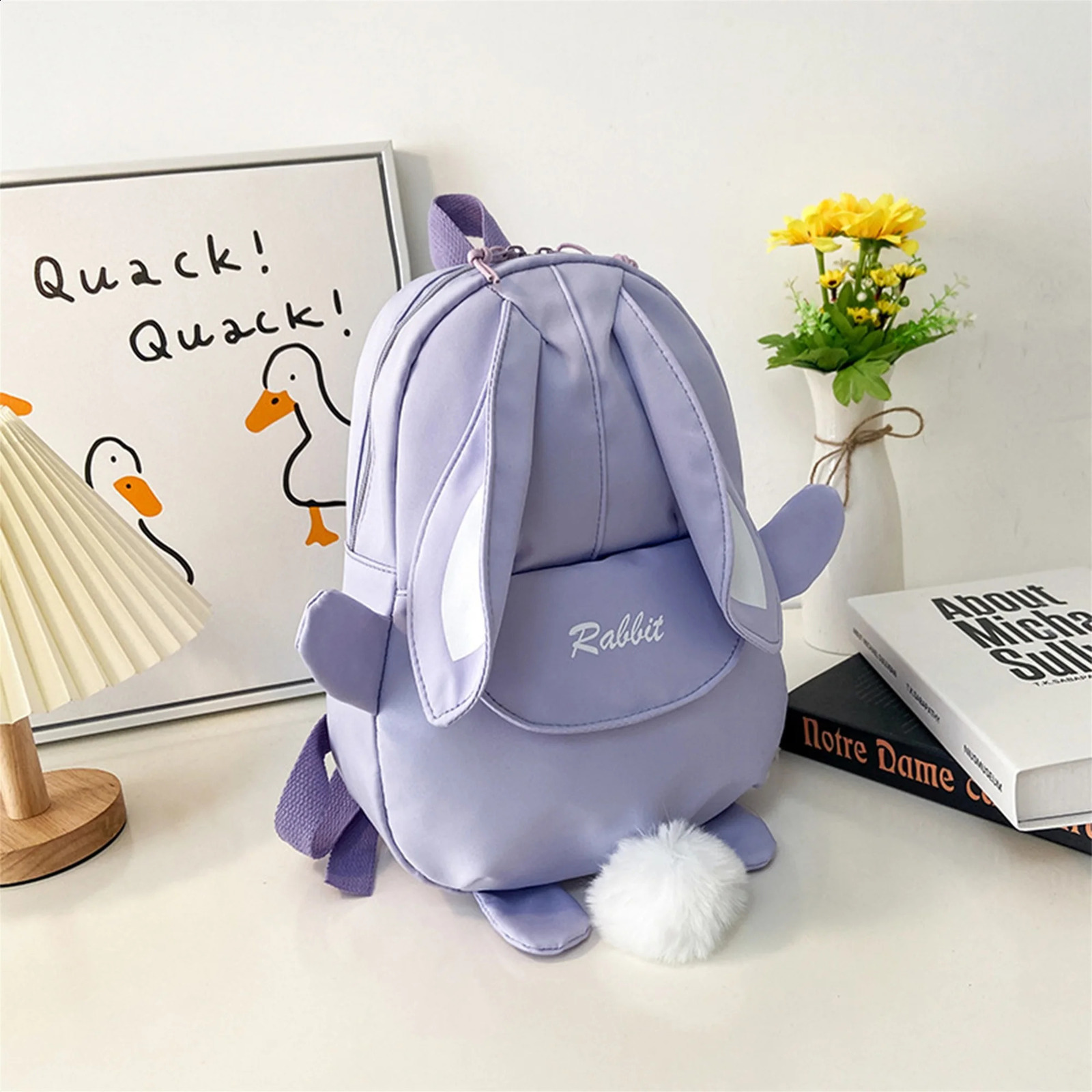 Girl Rabbit Ear Backpack Casual Schoolbag Waterproof Large Capacity School Smooth Zipper Solid Teens Travel and Gifts y260615 - view 6