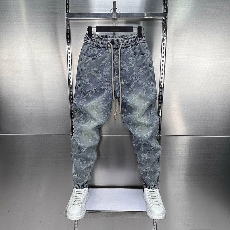 Summer Men's Jeans, Washed Jogger Pants, Trendy Casual Pants With Elastic Waist Pantalones De Hombress Menss Designers Jean Designer Jean Shorts  - view 7