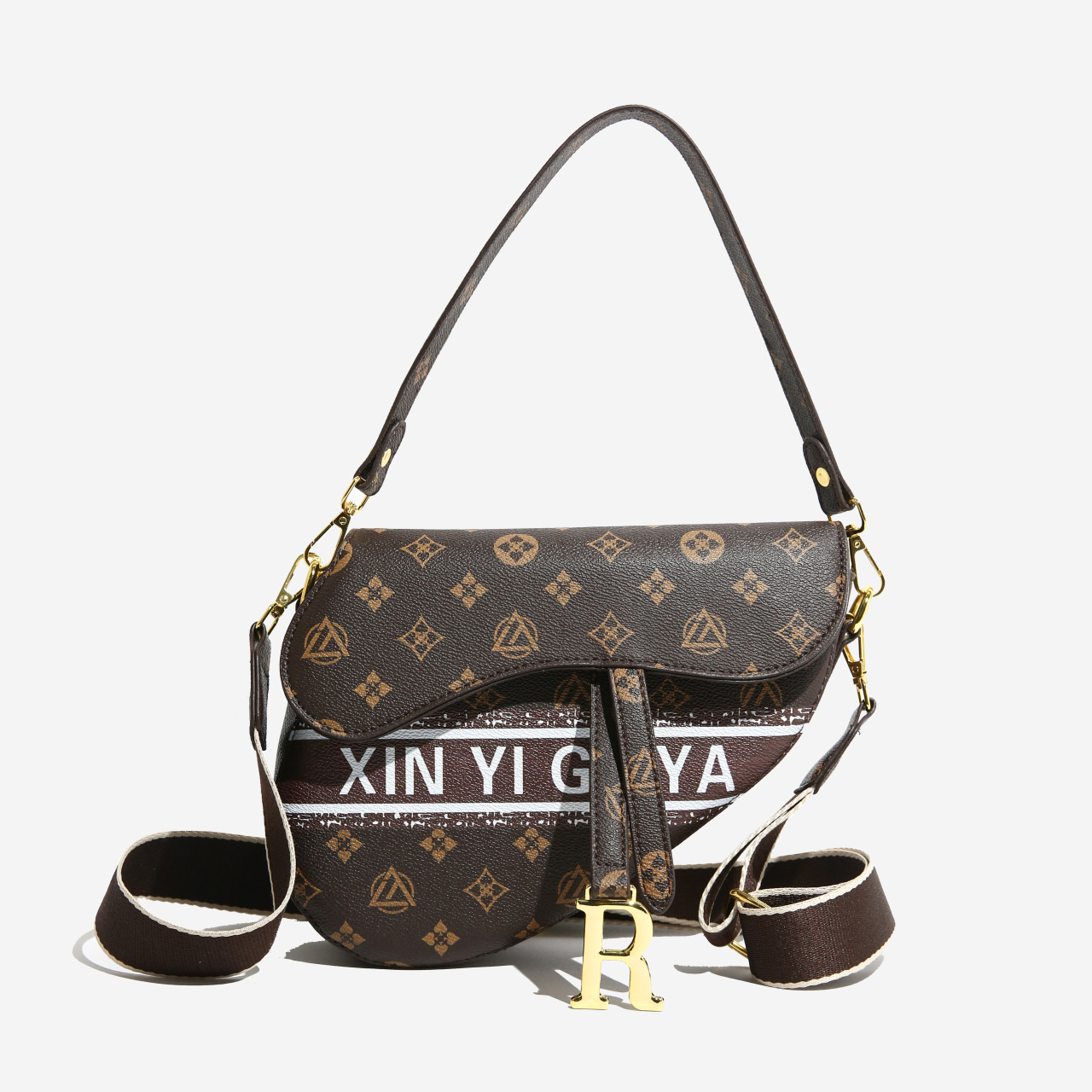 Light Luxury 2026 New Designer Saddle Bag Trendy Cross Body Versatile Fashion Printed Handheld Shoulder Bag for Women