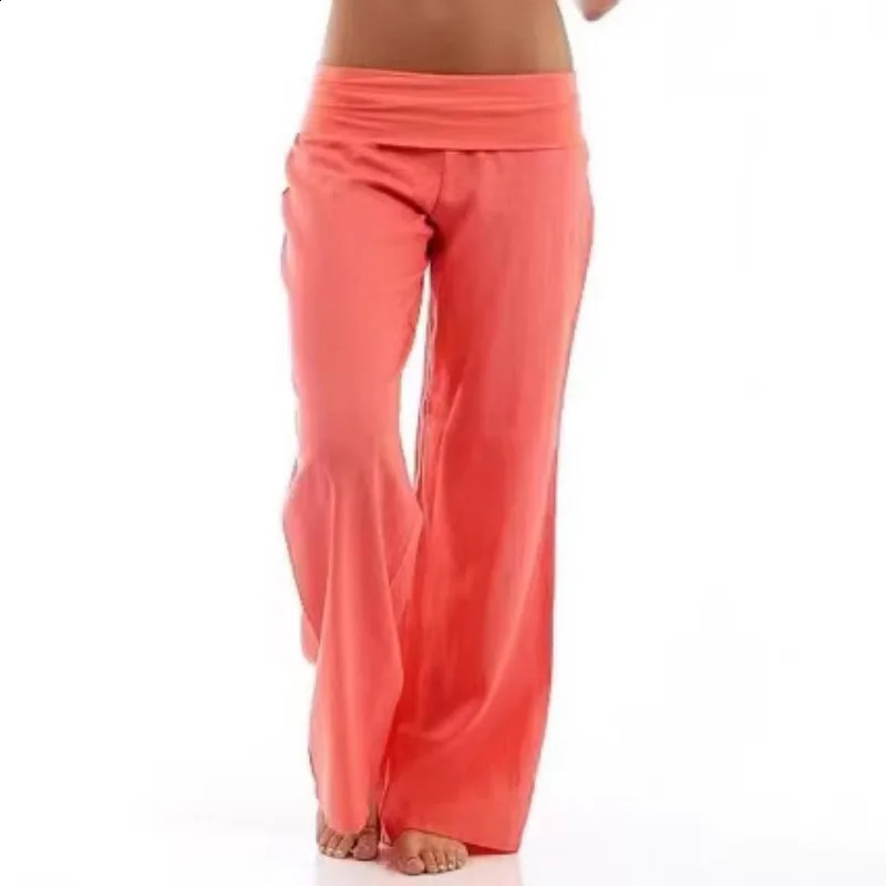 Style European and American Color Elastic Waist Elastic Versatile Orange Green Wide-leg Elastic Pants 260608