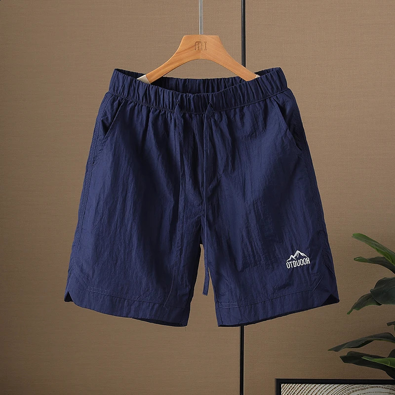 Clothing Summer Thin Mens Outdoor Quick Dry Hiking Shorts Elastic Waist Drawstring Cargo Casual Short Khaki Grey Blue 260609 - view 5