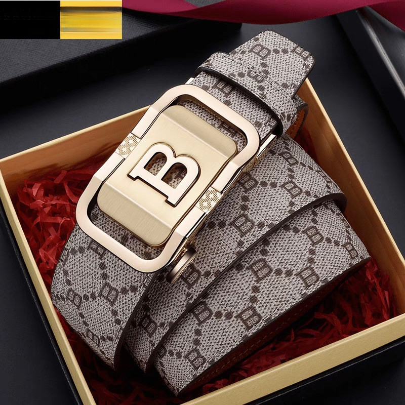 Designer Belt High end Grid Belt Automatic Buckle Fashion Youth Business Pure Leather Belt Wholesale - view 4