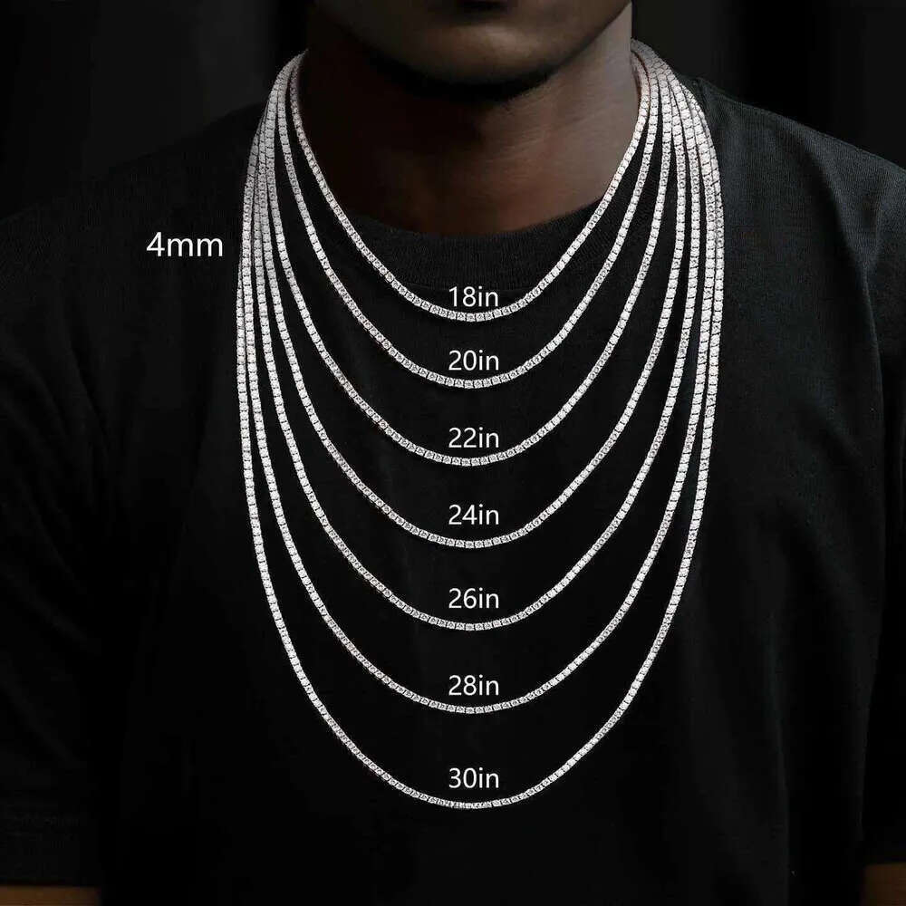 Hot Selg Elegant Baguette Necklace Iced Out Rose Gold Plated S Vvs Dia Sier Moissanite Tennis Chain - view 5