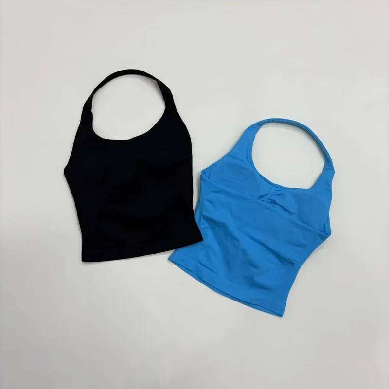 Tank Women Seamless Yoga Halter Bra Pilate Fitness Workout Running Gym Sports Breathable Top 26Y0609