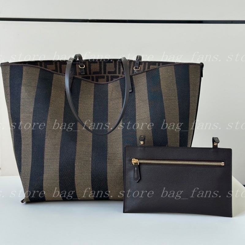 New Reversible Canvas Tote Bag Large Capacity Double Handle Shopping Handbag with Detachable Pouch for Women's Daily & Travel Wear