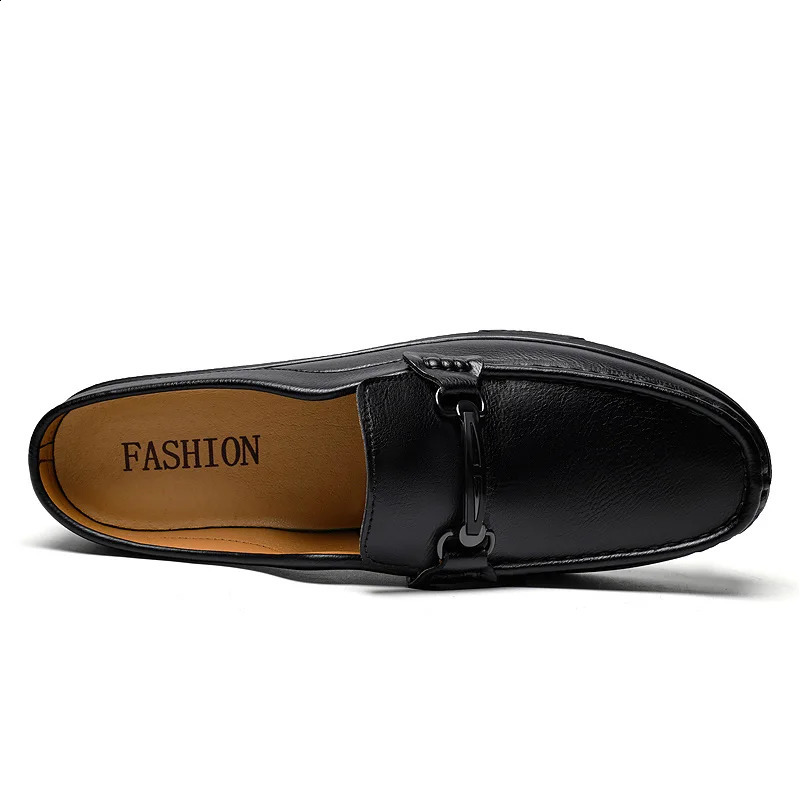 Big Size 49 50 51 Mens Leather Slip-On Mules Loafers Half Shoes Backless Moccasins Casual Driving Shoes Flats Italy 260609 - view 6