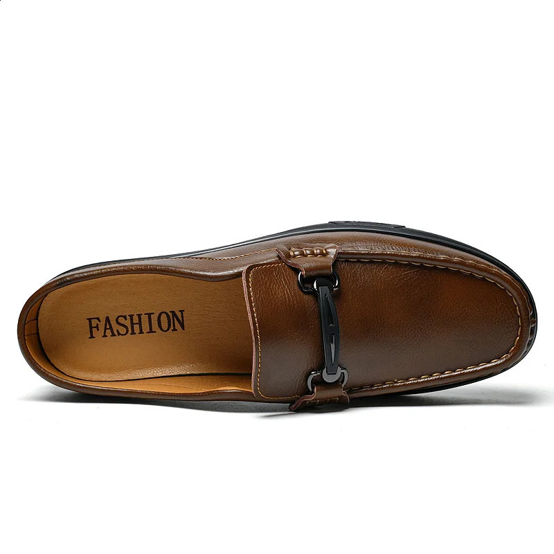 Big Size 49 50 51 Mens Leather Slip-On Mules Loafers Half Shoes Backless Moccasins Casual Driving Shoes Flats Italy 260609 - view 7