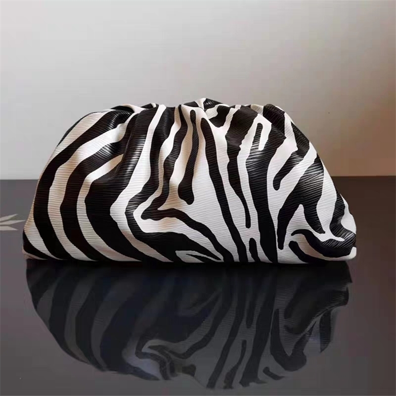 Zebra Print Womens Clutch Bag Trendy Soft Pu Pleated n Cloud Handbag Elegant Snakeskin Shoulder Bag Dumpling Bag 260608