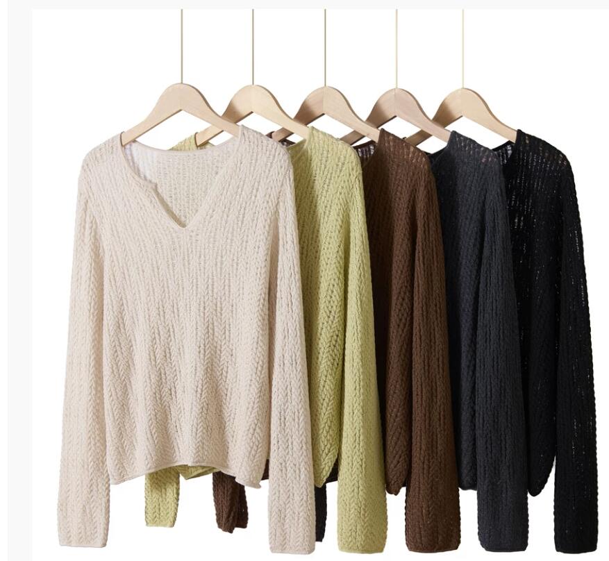 Women's men's knitted T-shirts long short sleeves twisted knitted sweaters black loose knitted sweaters pullover sweaters clothing F2