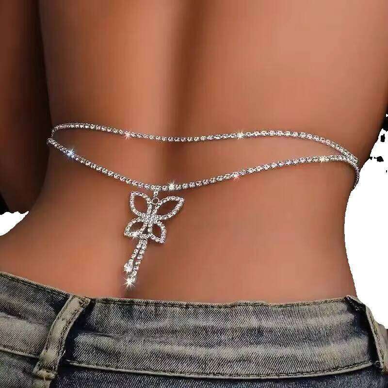 Luxury Rhinestone Double Water Drop Waist Chains Jewelry For Women Crystal Belly Chain Body Decoration Accessory - view 8