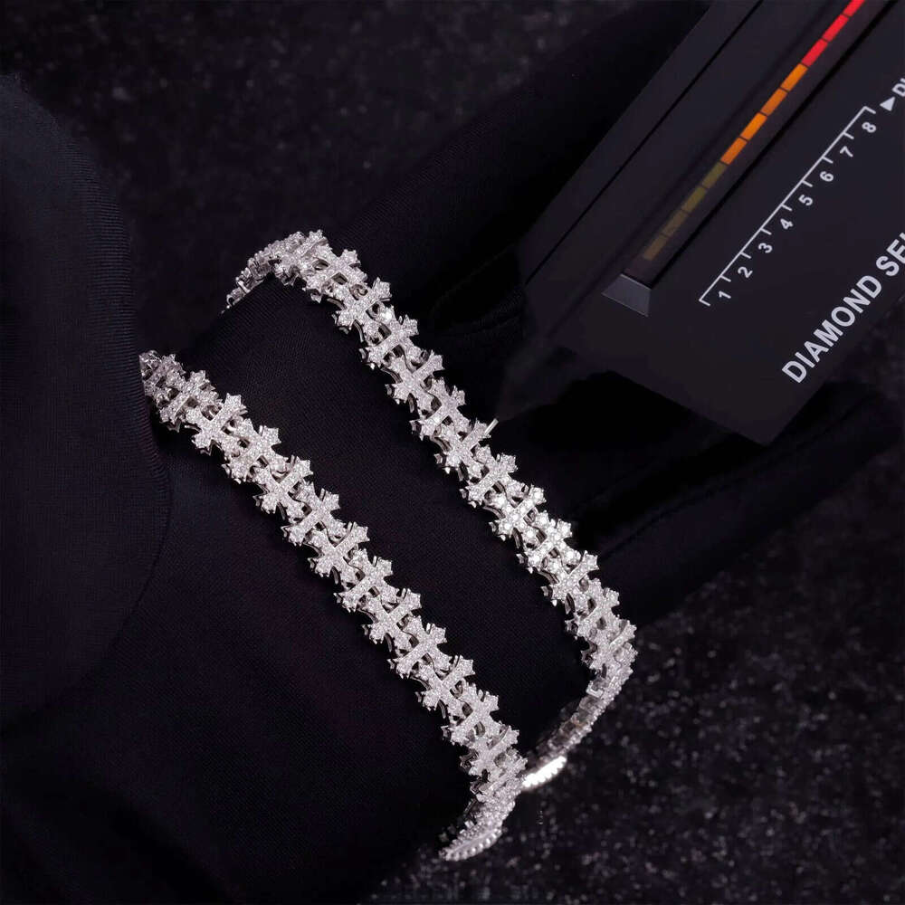 Fashion Best Selling Prong Setting 18k White Gold Plated Iced Out Jewelry Moissanite Diamond Hip Hop Cross Cuban Link Bracelet cla - view 7