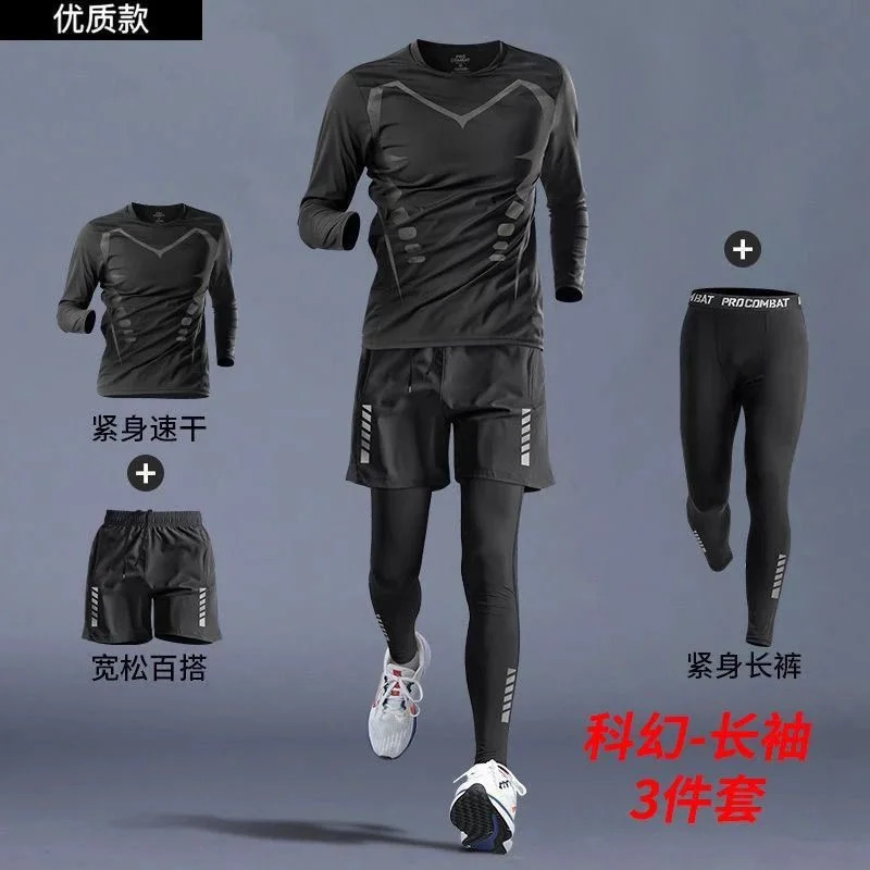 Training Jogging Tracksuits Running Outdoor Compression Suits Set 3PC Workout Tights Men Sports Suit Gym Sportswear Clothes 260609 - view 7