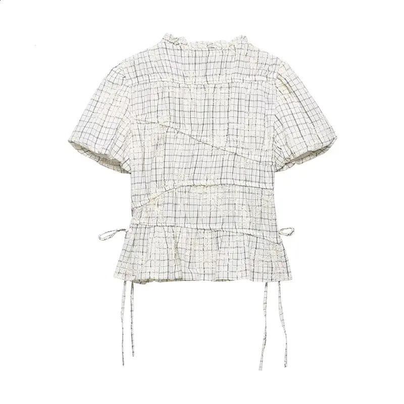 TFAFXY 2026 Summer Bow Plaid Embroidered Blouse Women Sets Aline Midi Long Skirt Suits Y2K 260625 - view 4