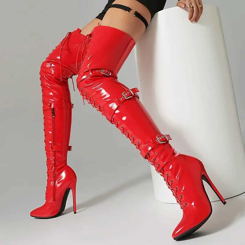 Boots Night Queen Club Party Over The Knee Boots High Heels Women Boots Sexy Plus Size 46 Thin Heels Shoes H260609 - view 4